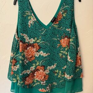 Floral Green Sleeveless Top